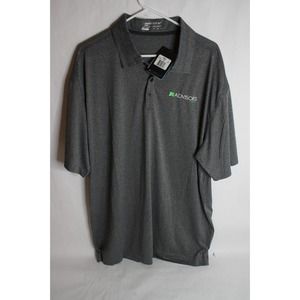 NWT Nike Golf Dri Fit Polo Advisors Logo Short Sleeve Shirt Men’s 2XL Gray